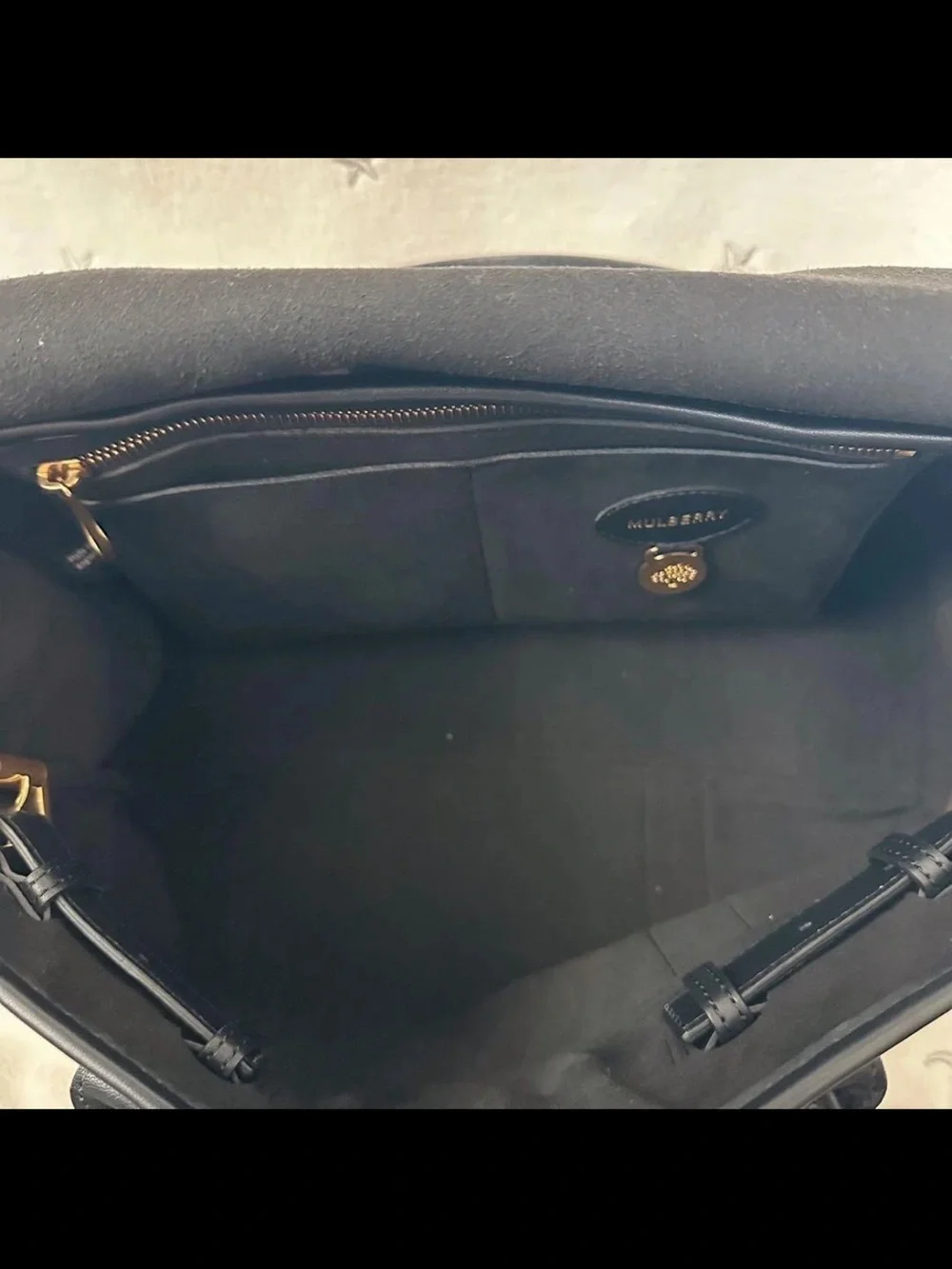 Mulberry Black and Beige Geometric Satchel